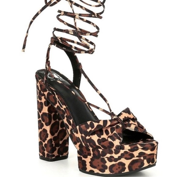 Gianni Bini Shoes - Gianni Bini Sz 9 Ankle-Strap High Heels Platform Leopard